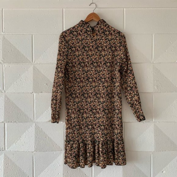 Vintage Cottagecore Smocked Ruffle Mock Neck Dress - Picture 7 of 8